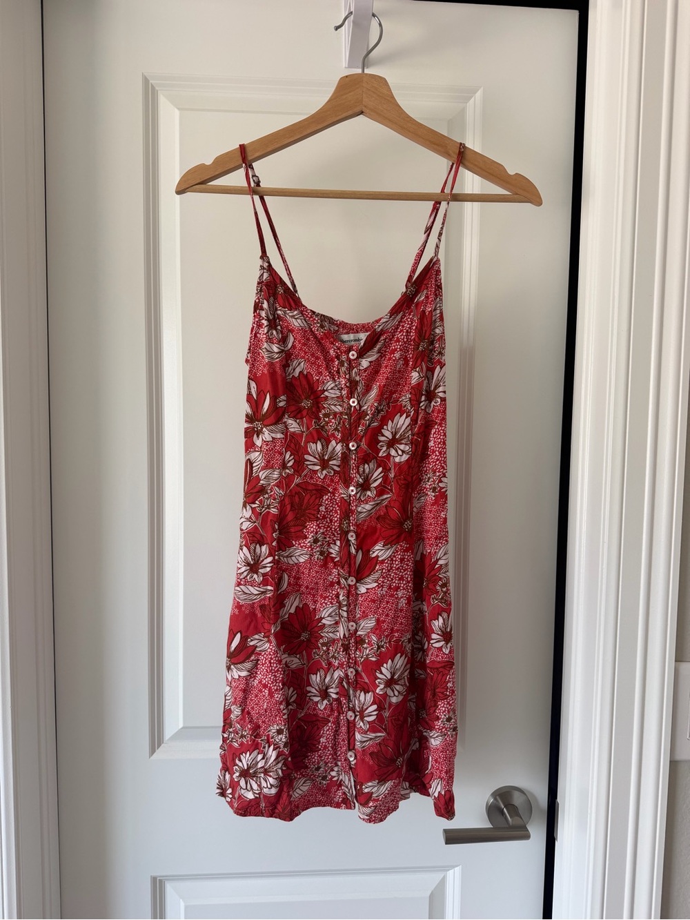 Abercrombie & Fitch Red Floral Button-Up Mini Dress